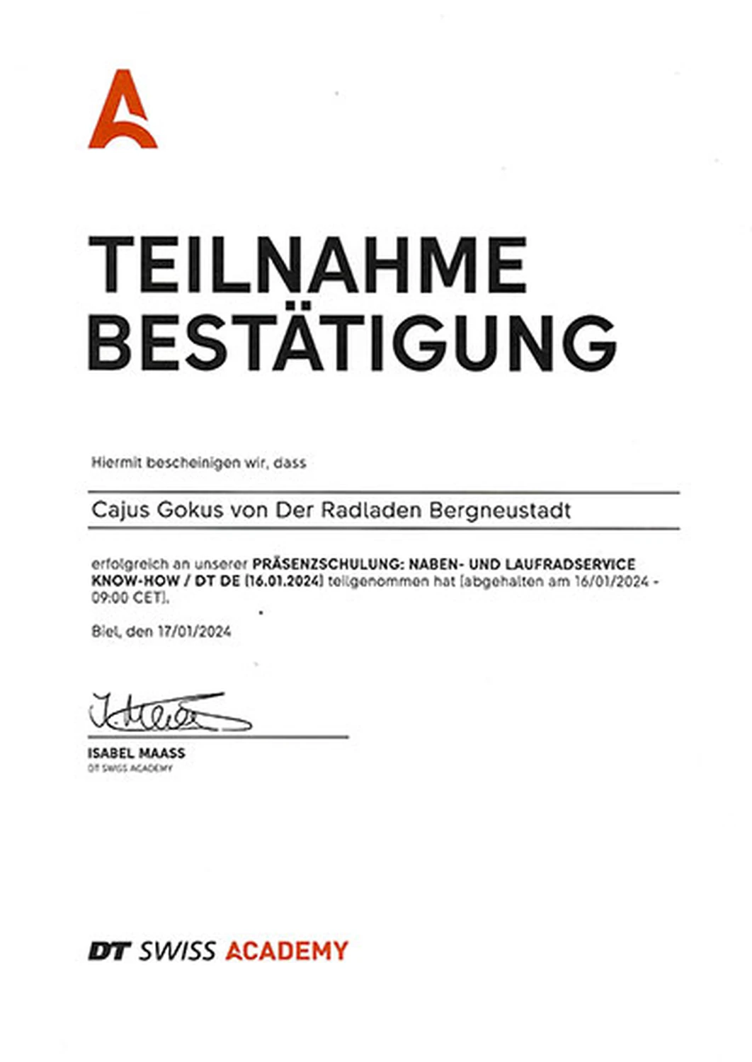 Zertifikate von Profis von Der Radladen Bergneustadt